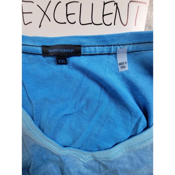 Patrick Assaraf Mens V-Neck Short Sleeve T-Shirt XXL Tie-Dye Blue Pima Cotton - Picture 3 of 8